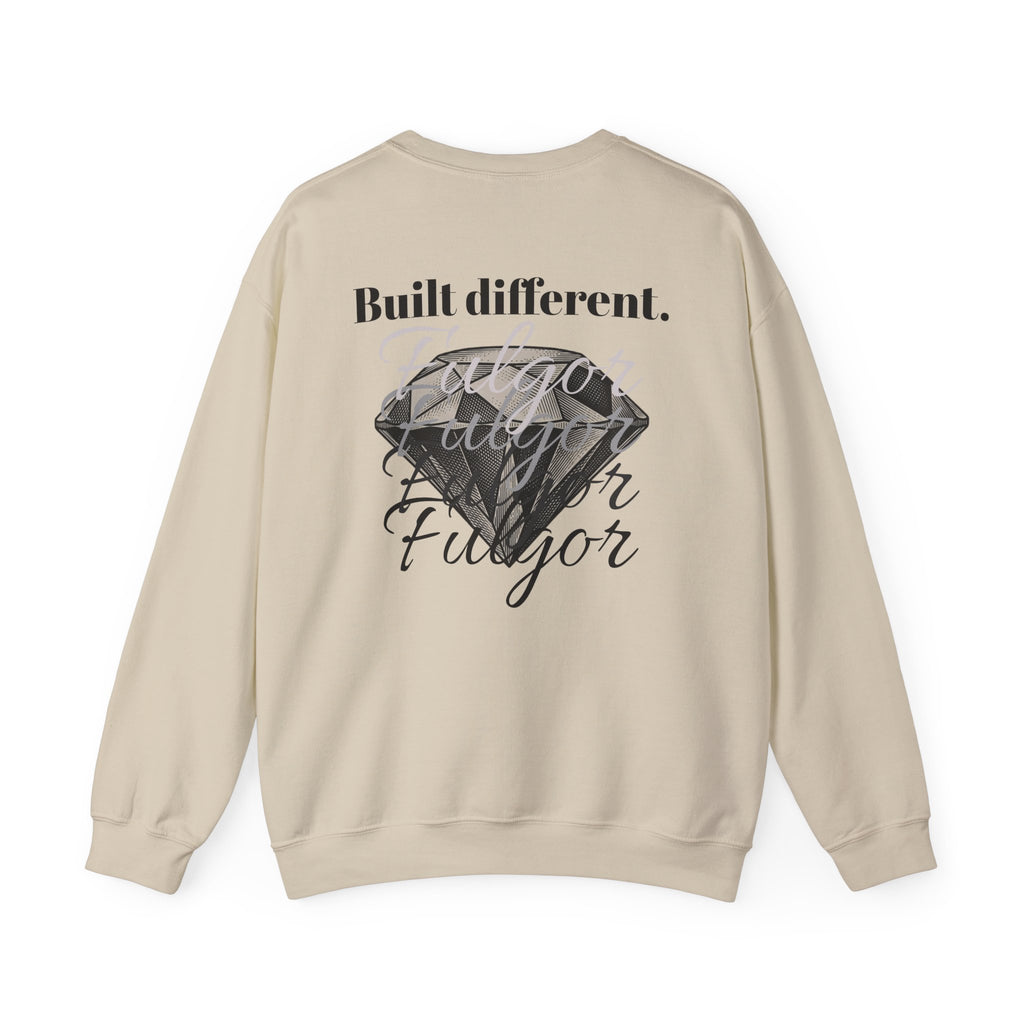 Fulgor Diamond Crewneck Sweatshirt — "Built Different." Graphic Pullover