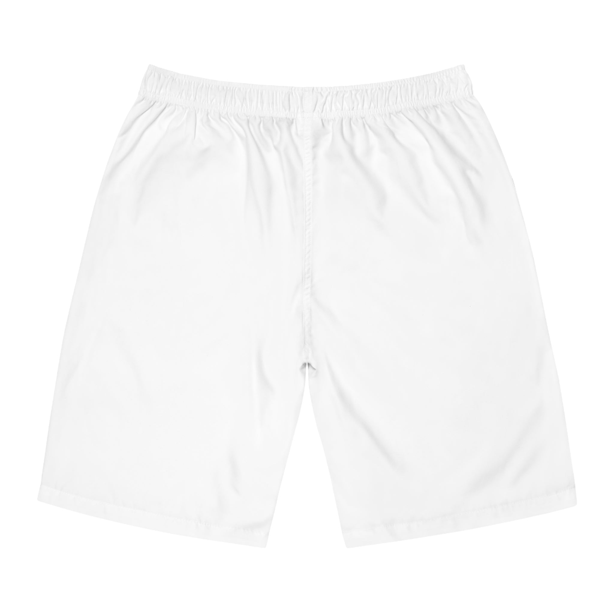 Men's White Board Shorts – Minimal Surf Logo Swim Trunks