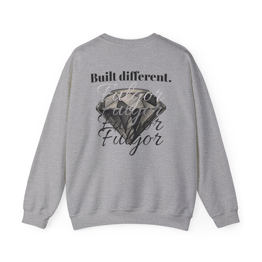 Fulgor Diamond Crewneck Sweatshirt — "Built Different." Graphic Pullover